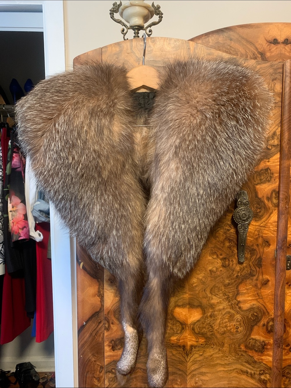 Luxurious Scandinavian Real Fox Fur Collar Stole - Women Jackets & Coats